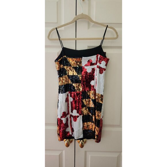New Route One Apparel Maryland Flag Sequin Mini Dress Size L - Picture 2 of 3